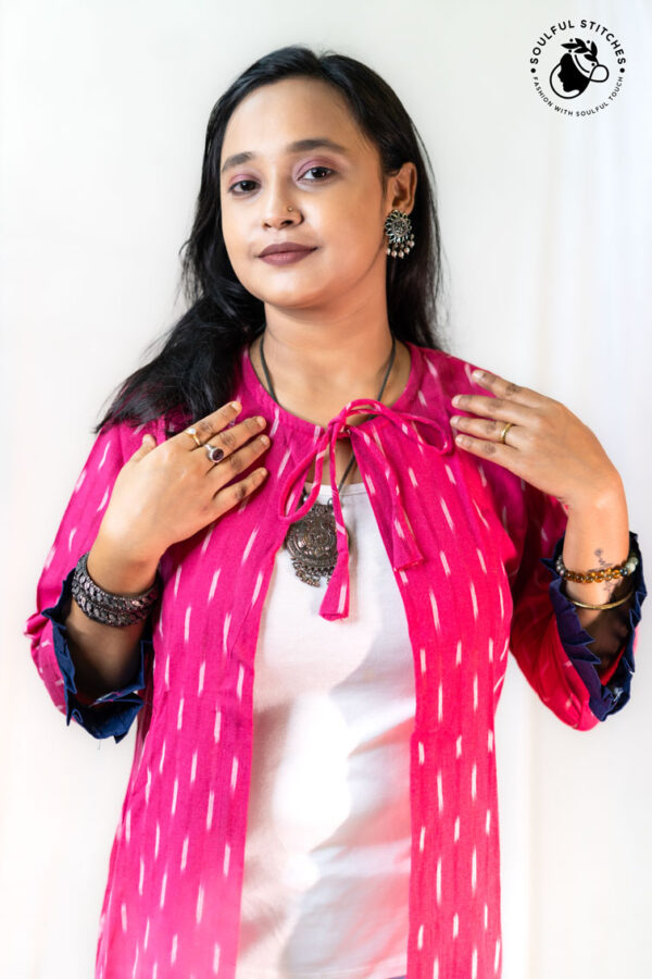 Ikkat Shrug - Pink - Image 2