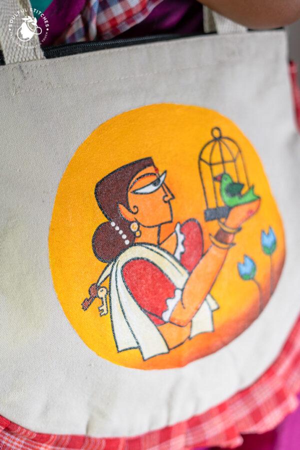 Hand Painted Tote Bag (White) - Image 3