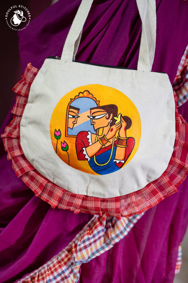 Hand Painted Tote Bag (Blue) - Image 2