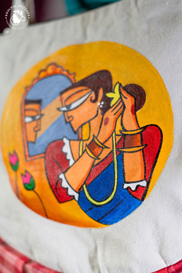 Hand Painted Tote Bag (Blue) - Image 3