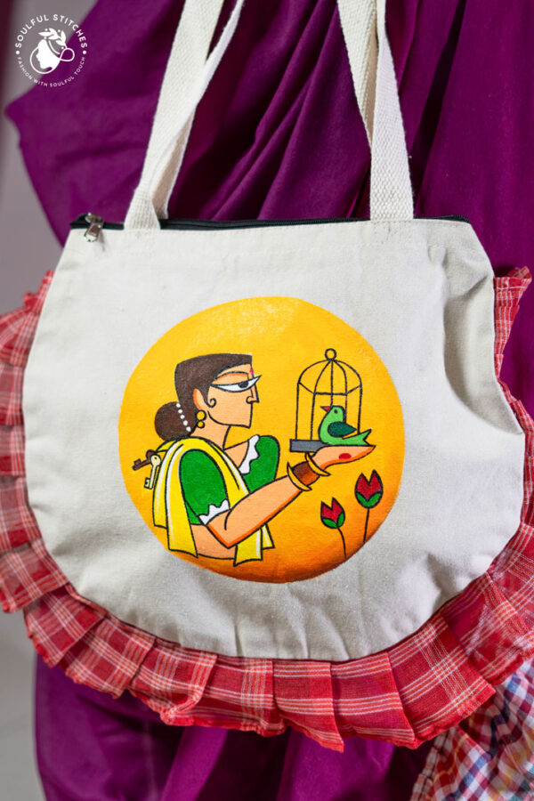 Hand Painted Tote Bag (Yellow - Green)