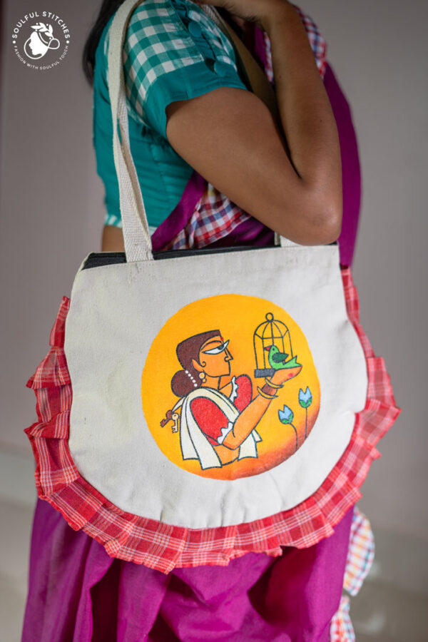 Hand Painted Tote Bag (White) - Image 2