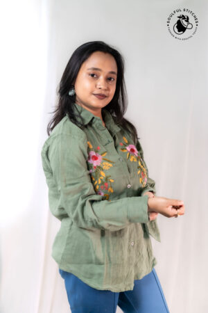 Embroidery Shirt - Moss Green