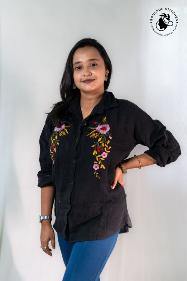 Embroidery Shirt - Black - Image 2