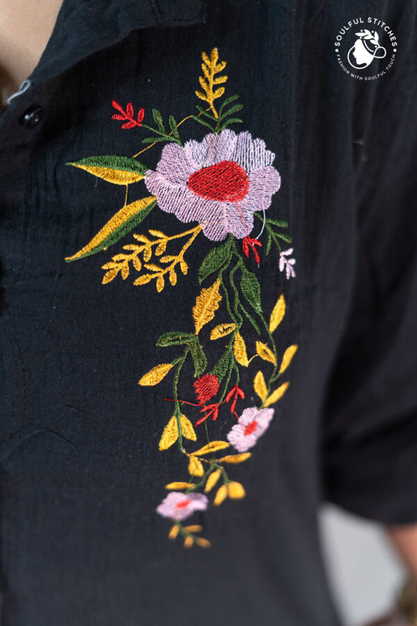 Embroidery Shirt - Black - Image 3