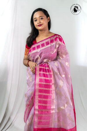 Crush Tissue Saree – Light Pink