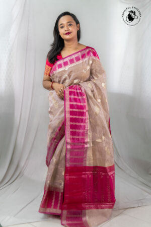 Crush Tissue Saree – Beige