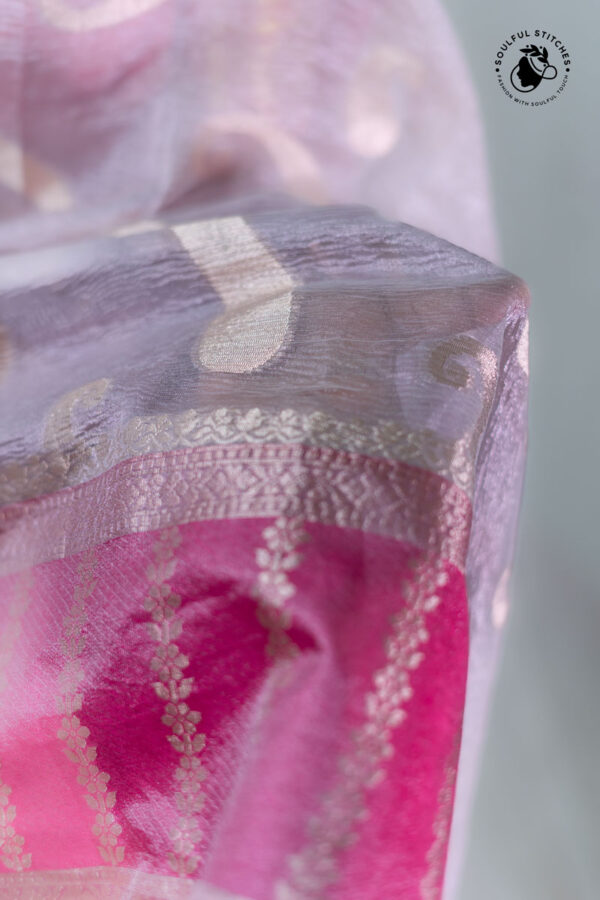 Crush Tissue Saree – Light Pink - Image 4
