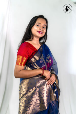Organza Maslin Saree - Royal Blue